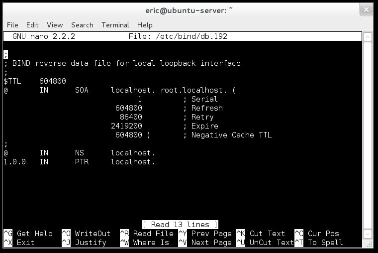 Default bind reverse zone before edited